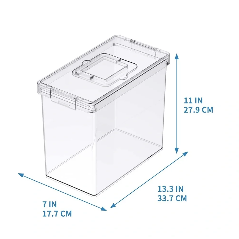 Clear Letter Hanging File Folder Storage Case with Latching Lid & Handle